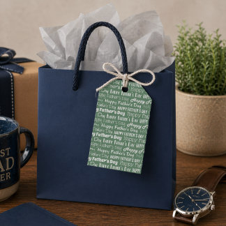 モダン・セージグリーン+ホワイト・タイポグラフィ・ファーザーズデー ギフトタグ