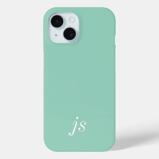 モダン ソフト セージ ミント ホワイト モノグラム 名前 Case-Mate iPhoneケース (裏面)