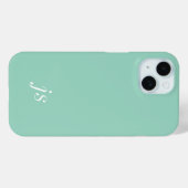 モダン ソフト セージ ミント ホワイト モノグラム 名前 Case-Mate iPhoneケース (裏面 (横))