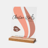 モダン ソフト ピーチ アンド アーシー メイクアップ アーティスト QR アクリルサイン (傾斜)