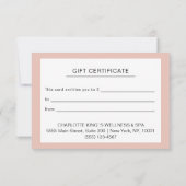 モダン ソフト ブラッシュ ビジネス ギフト 証明書 (裏面)