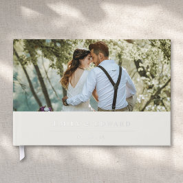 モダン ソフト ベージュとシルバー 結婚式 フォト ゲストブック