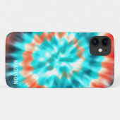 モダン・タイダイ ブルーオレンジ 名前入り Case-Mate iPhoneケース (裏面(横))