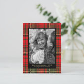 モダン タイプライター 赤と金のチェック柄 写真 ホリデー シーズンポストカード (スタンド正面)