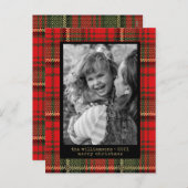 モダン タイプライター 赤と金のチェック柄 写真 ホリデー シーズンポストカード (正面/裏面)