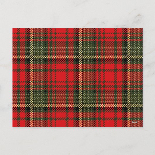 モダン タイプライター 赤と金のチェック柄 写真 ホリデー シーズンポストカード (裏面)
