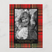 モダン タイプライター 赤と金のチェック柄 写真 ホリデー シーズンポストカード (正面)