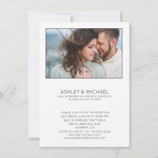 モダン タイプ 私たちふたりだけで 2 フォト レセプション 招待状 (裏面)