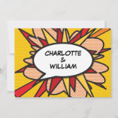 モダン タイポグラフィック デザイナー ファン コミック ウェディング 招待状 (裏面)