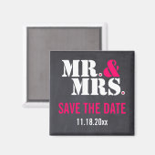モダン タイポグラフィーの結婚式 Save the Date マグネット (正面/裏面)