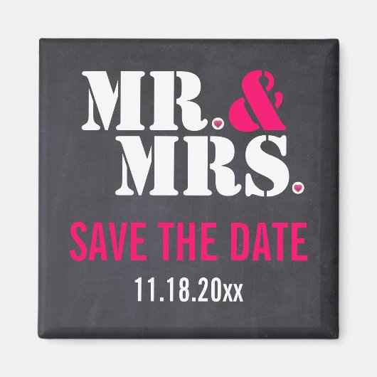 モダン タイポグラフィーの結婚式 Save the Date マグネット (正面)