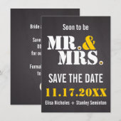 モダン タイポグラフィーの結婚式 Save the Date 招待状 (正面/裏面)