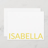 モダン タイポグラフィー カスタマイズ 名前 黄色 ノートカード (正面/裏面)