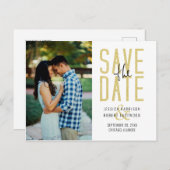 モダン タイポグラフィー カスタム フォト セーブ ザ デート インビテーションポストカード (正面/裏面)