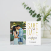 モダン タイポグラフィー カスタム フォト セーブ ザ デート インビテーションポストカード (スタンド正面)