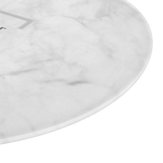 モダン タイポグラフィー パーソナライズ ネーム グレー マーブル カッティングボード (角)