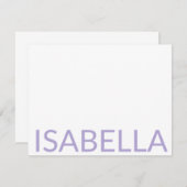 モダン タイポグラフィー パーソナライズ ラベンダー ネーム ノートカード (正面/裏面)