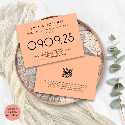 モダン タイポグラフィー ピンクの結婚式 招待状