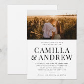 モダン タイポグラフィー フォト エレガント ウェディング 招待状 (正面/裏面)