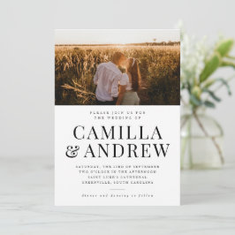 モダン タイポグラフィー フォト エレガント ウェディング 招待状