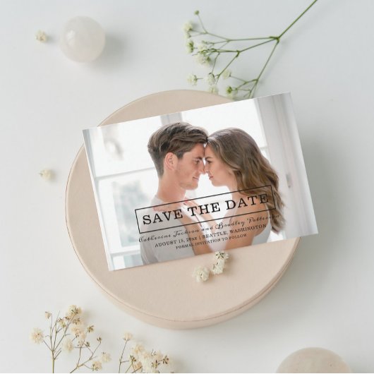 モダン タイポグラフィー フォト セーブ ザ デート | ブラック セーブザデート