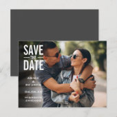 モダン タイポグラフィー フォト セーブ・ザ・デート ポストカード (正面/裏面)