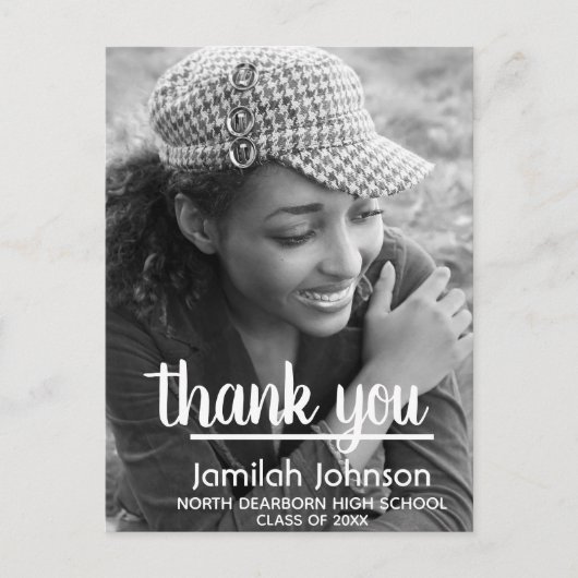 モダン タイポグラフィー フォト 2025 卒業 ありがとうございます ポストカード (正面)