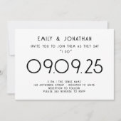 モダン タイポグラフィー ブラック ホワイト ウェディング 招待状 (正面)