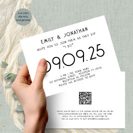 モダン タイポグラフィー ブラック ホワイト ウェディング 招待状