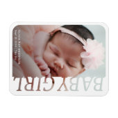 モダン タイポグラフィー ベビーガール ありがとう 2枚の写真 マグネット (横)