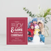 モダン タイポグラフィー ホリデー クリスマス フォト カード (スタンド正面)