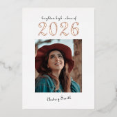 モダン タイポグラフィー ボールド 2026 フォト卒業式 箔招待状 (正面)