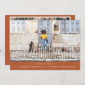 モダン タイポグラフィー 卒業写真 発表 招待状 (正面/裏面)