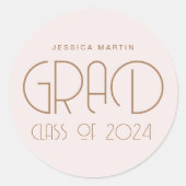 モダン タイポグラフィー 卒業 ラウンドシール (正面)