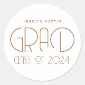 モダン タイポグラフィー 卒業 ラウンドシール (正面)