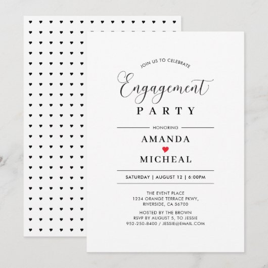 モダン タイポグラフィー 結婚約のお披露目パーティー 招待状 (正面/裏面)