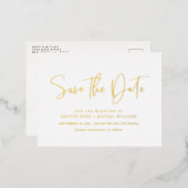 モダン タイポグラフィー 貯蓄 日付 発表箔 箔招待状ポストカード (正面/裏面)