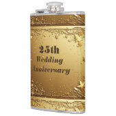 モダン・タイポグラフィー 25 周年記念結婚記念日 フェイクゴールド フラスク (左)