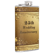 モダン・タイポグラフィー 25 周年記念結婚記念日 フェイクゴールド フラスク (右)