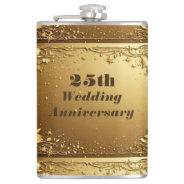 モダン・タイポグラフィー 25 周年記念結婚記念日 フェイクゴールド フラスク