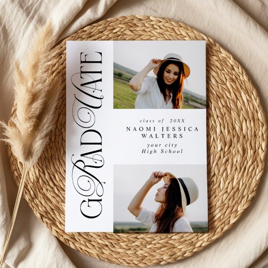 モダン タイポグラフィー 2 フォト エレガント グラデュエーション 招待状