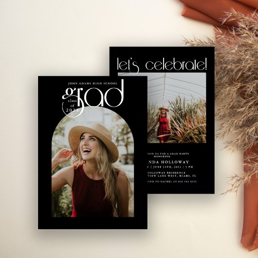 モダン タイポグラフィー 2 フォト 卒業 招待状