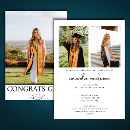 モダン タイポグラフィー 3 フォト 卒業発表 招待状