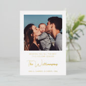 モダン タイポグラフィ カスタム グリーティング フォト ゴールド 箔シーズンカード (立ち正面)