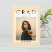 モダン タイポグラフィ スクリプト クリーム フォト 卒業 招待状 (スタンド正面)