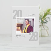 モダン タイポグラフィ ミニマル 5 フォト 卒業 招待状 (スタンド正面)