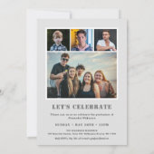 モダン タイポグラフィ ミニマル 5 フォト 卒業 招待状 (裏面)