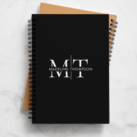 モダン タイポグラフィ モノグラム ブラック ノートブック