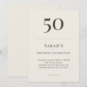 モダン・タウプ＆クリームの50歳の誕生日お祝い 招待状 (正面/裏面)