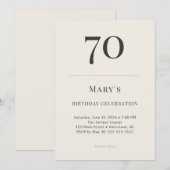 モダン・タウプ＆クリームの70歳の誕生日お祝い 招待状 (正面/裏面)
